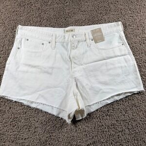 Madewell Relaxed Denim Shorts NEW womens 18W White Raw Hem Mid Rise plus summer